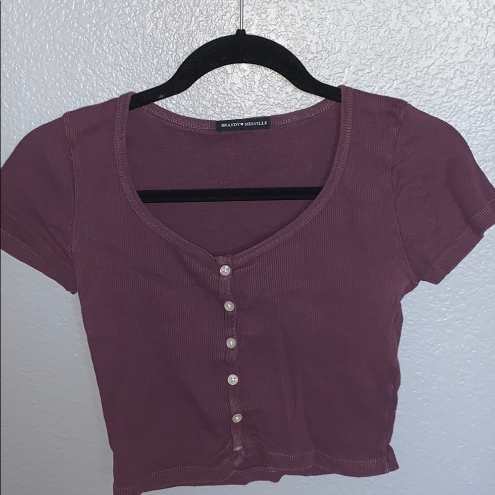 Brandy Melville Zelly Button Up Top in Purple